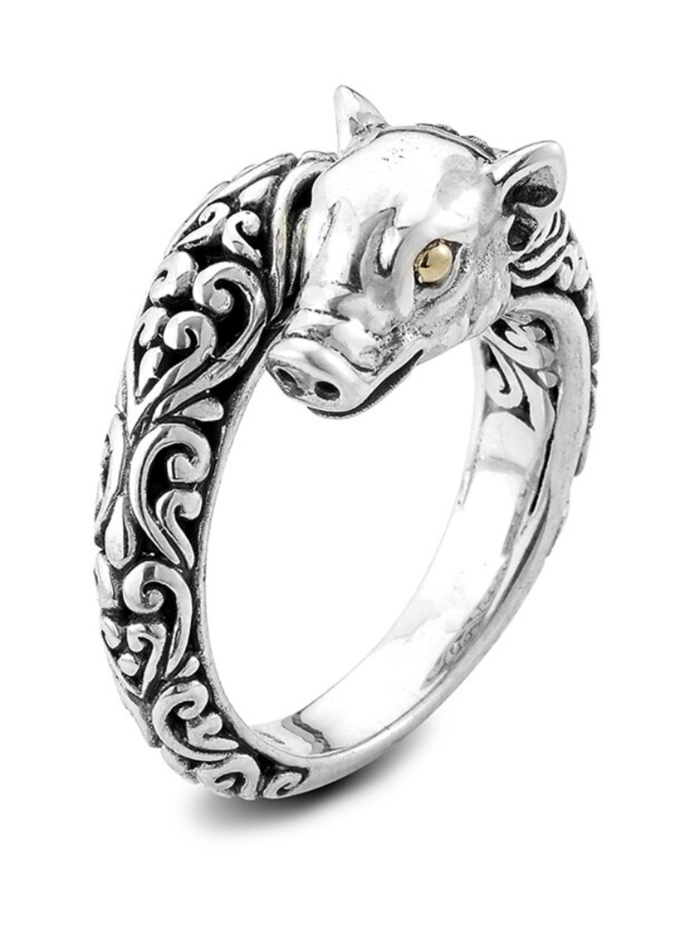Samuel B Sterling Silver, 18K Gold, Pig Chinese Zodiac Ring, size 5 NWT
